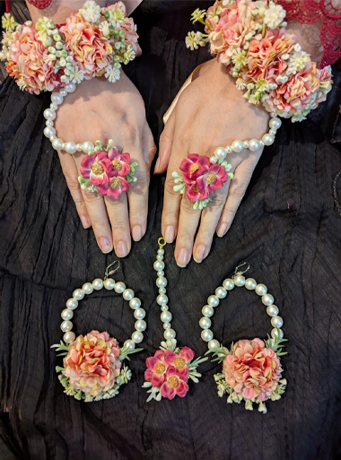 Pink & Peach Floral Jewellery Set