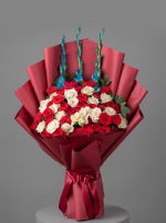 Women Day Bouquet Red & White Flowers