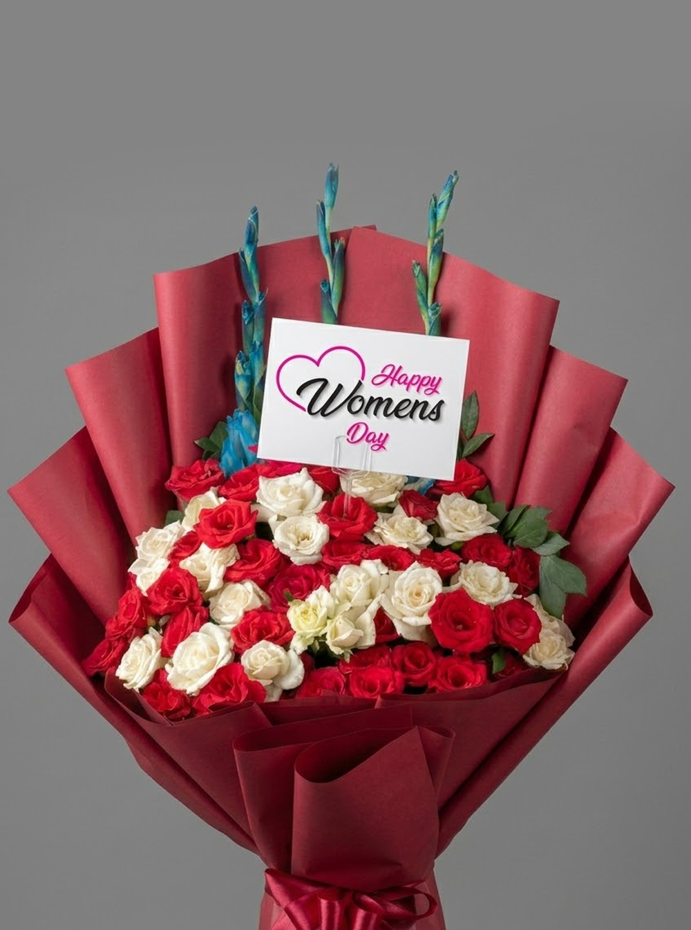 Women Day Bouquet Red & White Flowers