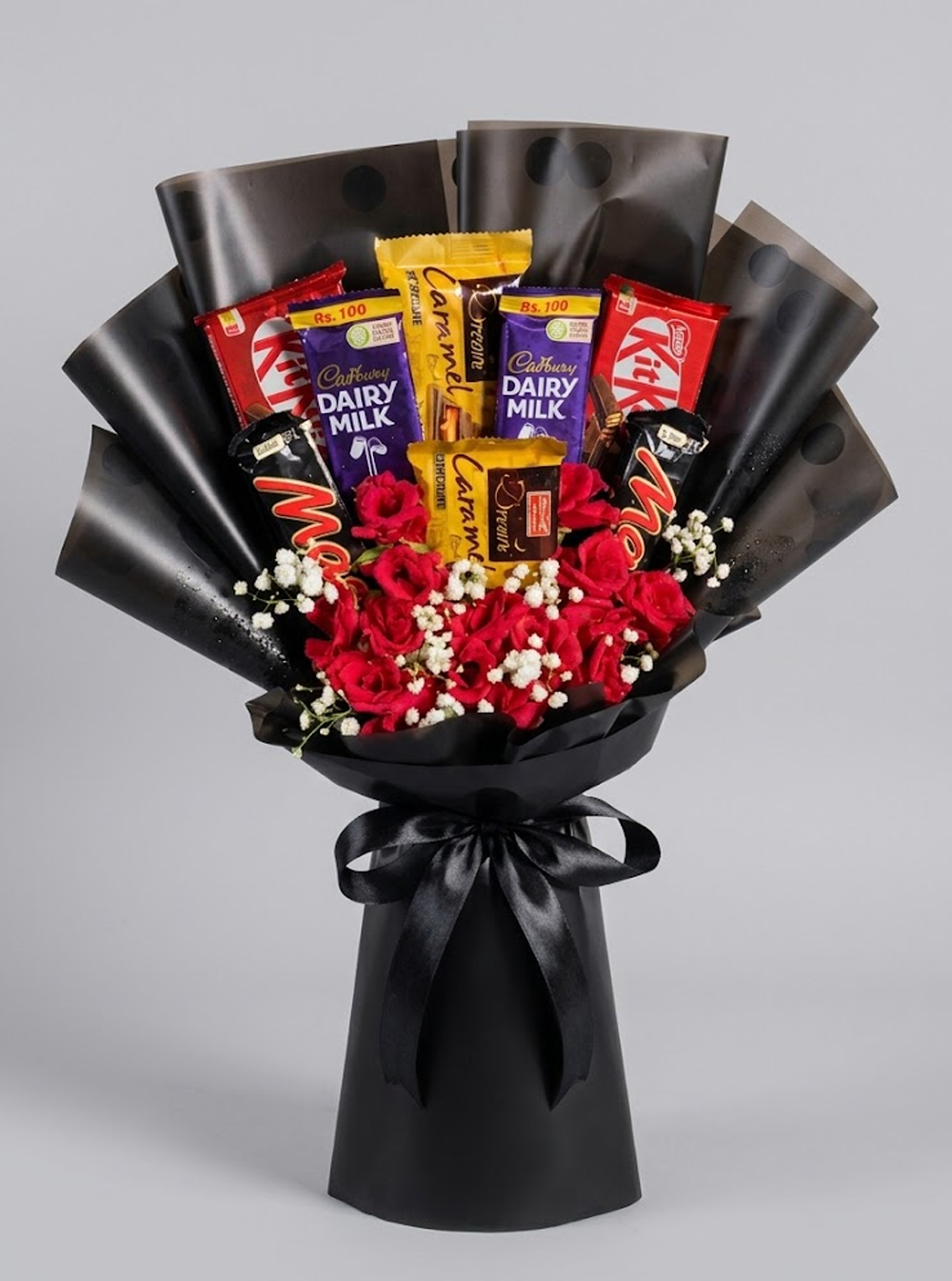 Mixed Chocolate Bouquet with Red Roses Mixed Chocolate Bouquet with Red Roses