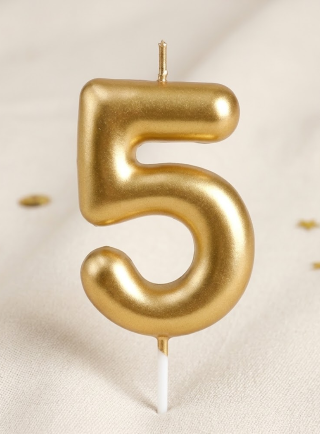 Number Cake Candles in golden 0 to 9