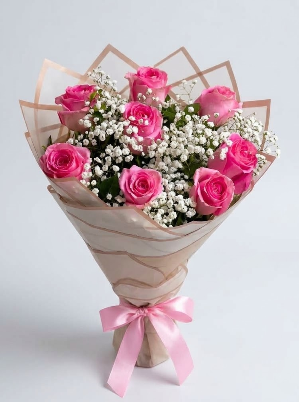 Pure White & Pink Rose Bouquet Pure White & Pink Rose Bouquet