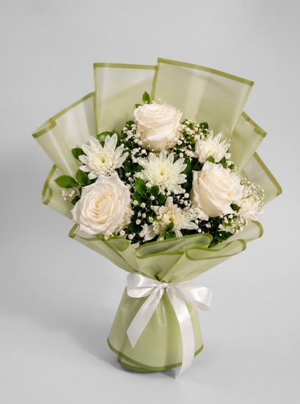 White Rose & Chrysanthemum Bouquet